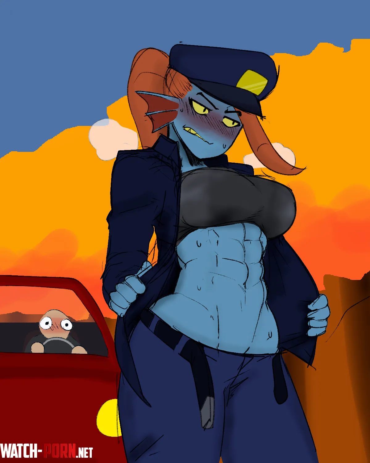 [ Undyne ] working in the heat -_-' by Secretly_Hornnnyyy
