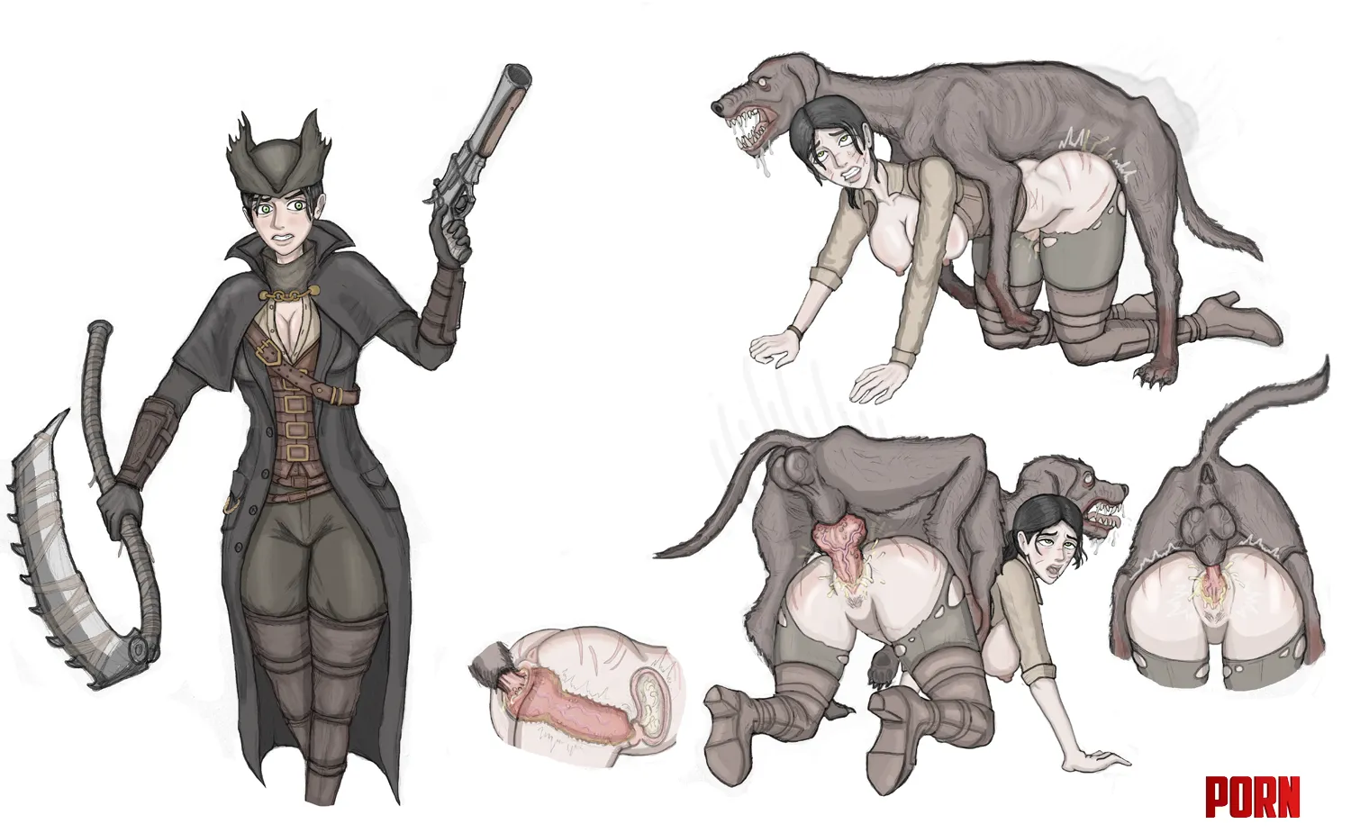 Hunter vs dog (Mastak) [Bloodborne] by EnigmusPrime