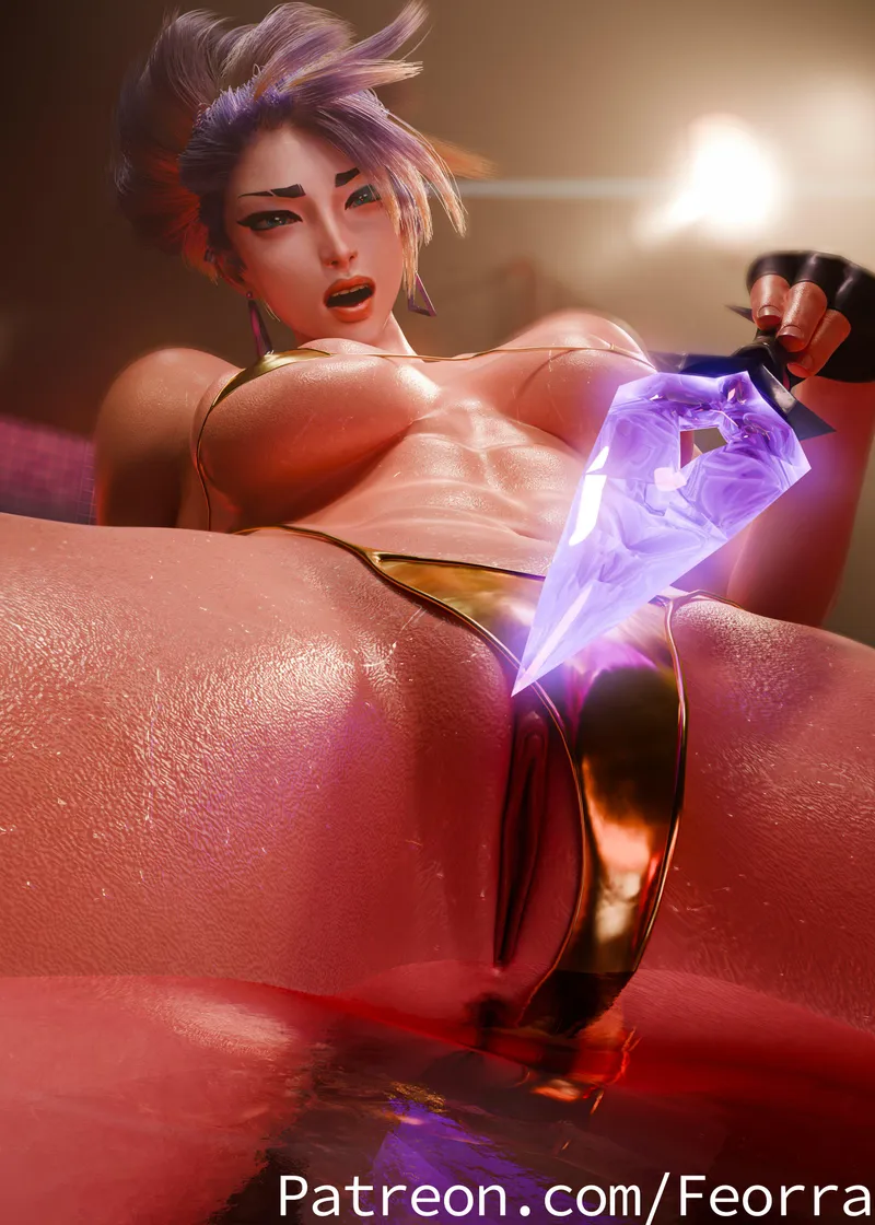 Thumbnail Feorra3D Teases with Akali in Rule34LoL Art