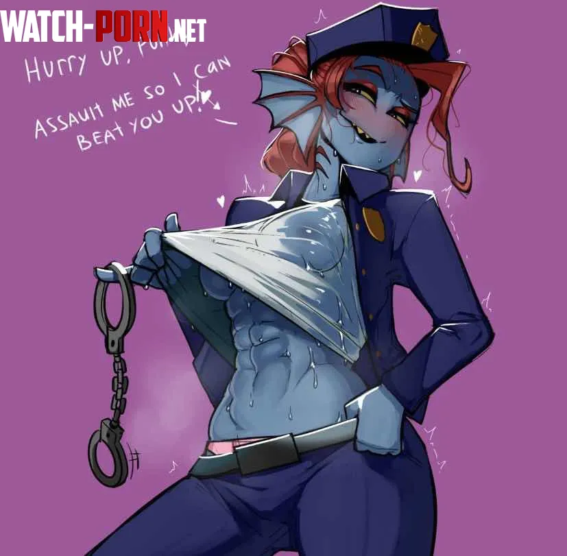 Sweaty day for the cops [ Undyne ] by Secretly_Hornnnyyy