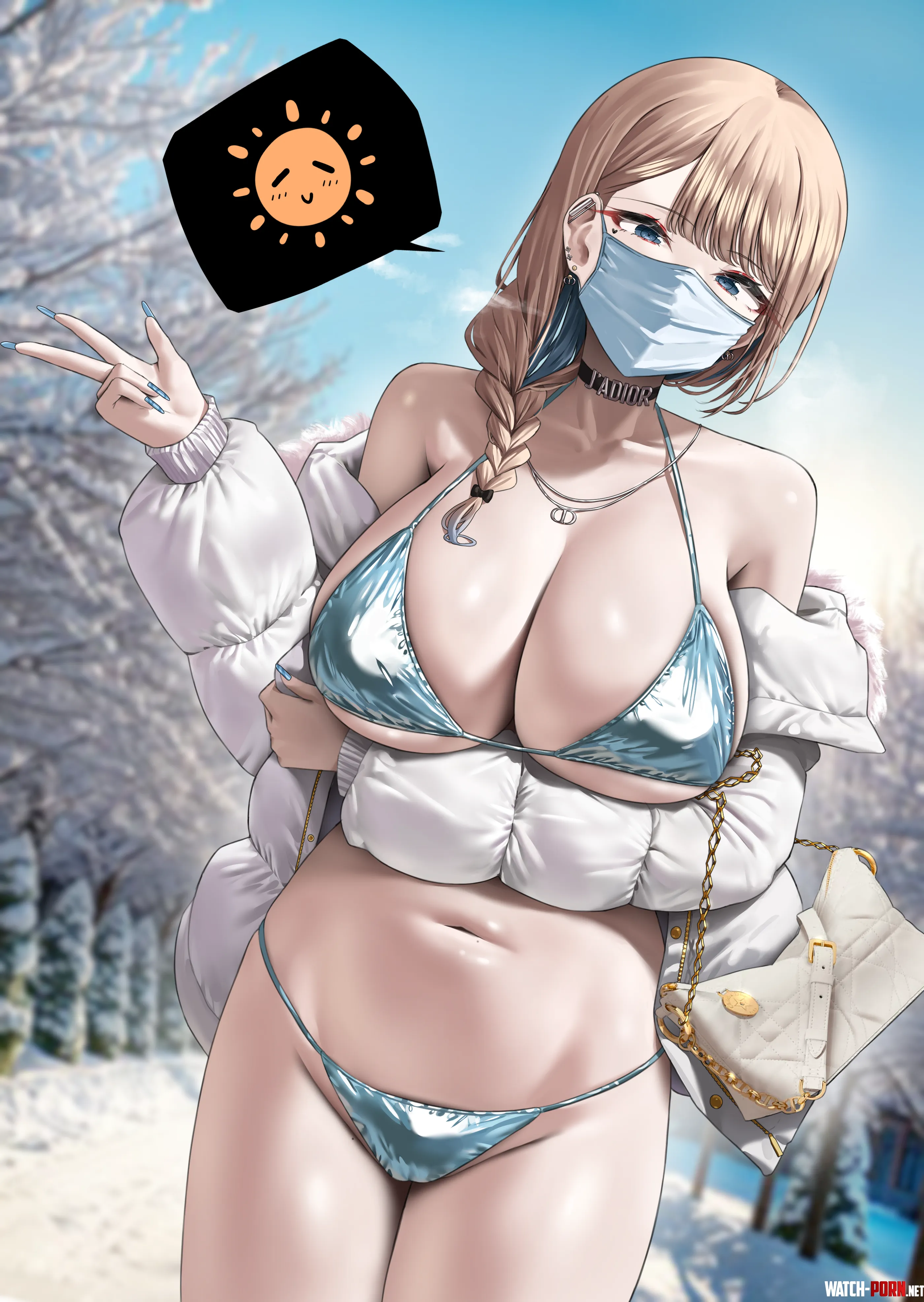 Braided ponytail with bikini and jacket (くせ / Kuse0201) [Original] by elegantloveglimmer