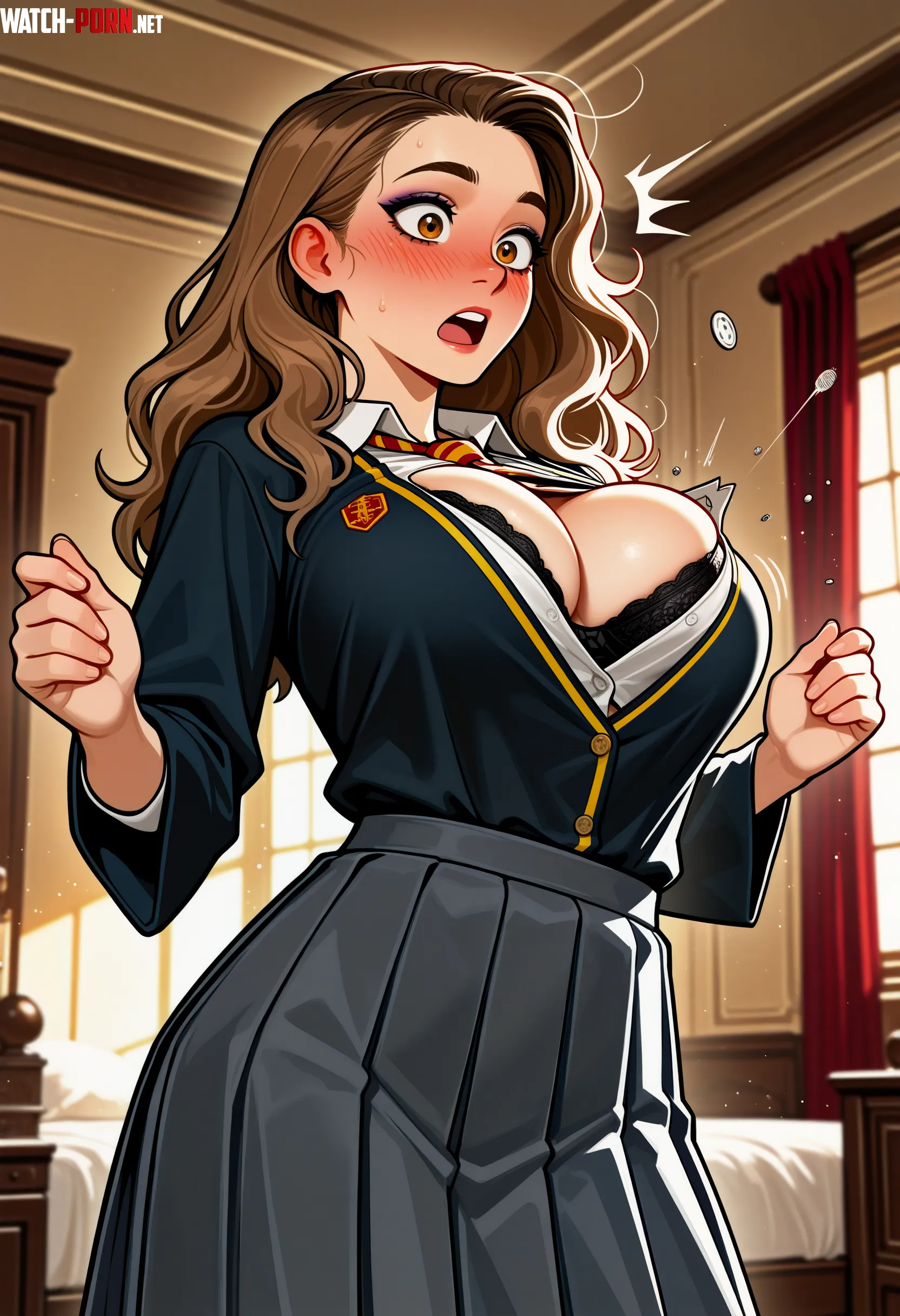 Hermione realizing years later than her old uniform doesnt fit anymore by GettingHandsyWithMe