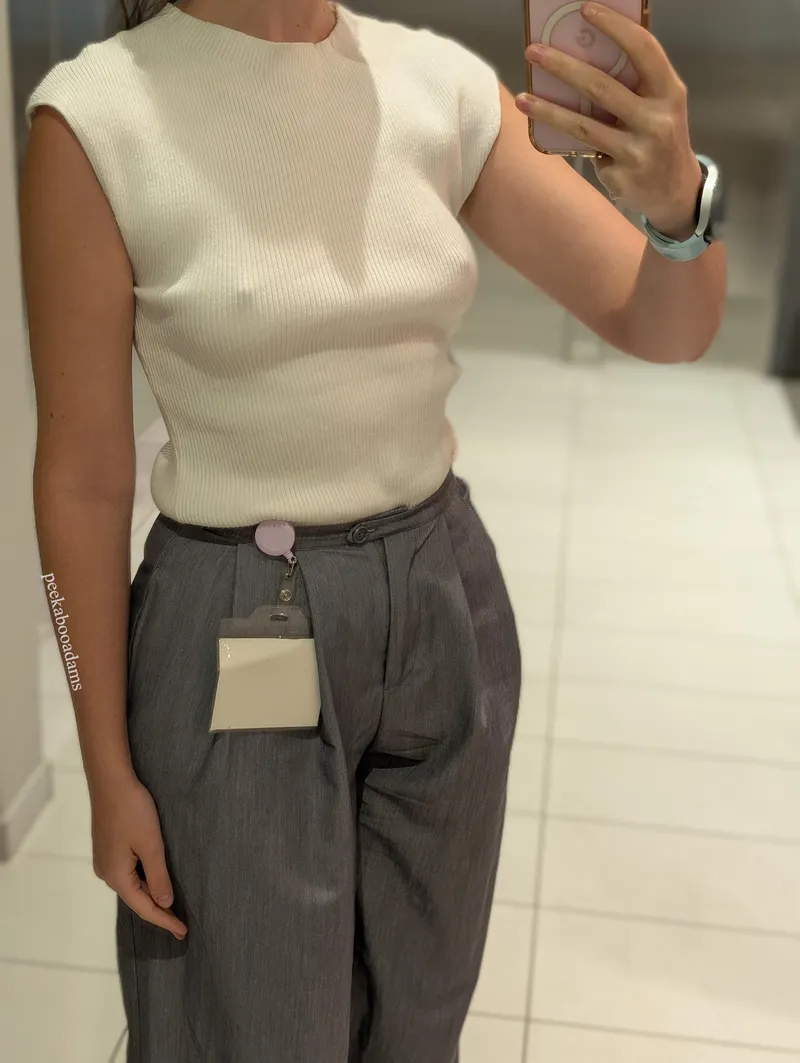 Thumbnail peekabooadams' Office Bathroom Fashion | braless