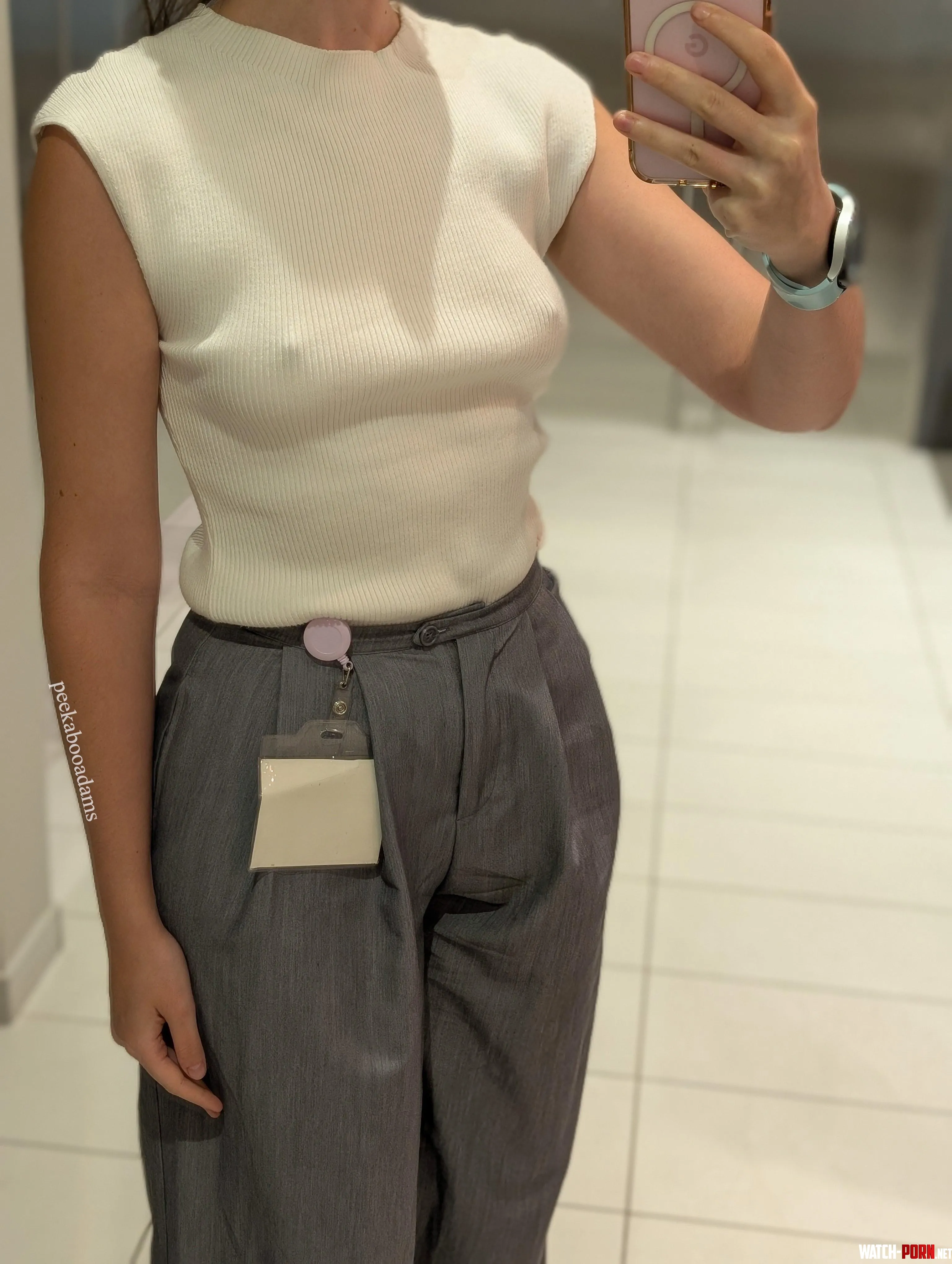 People doubt I dress like this for work, but this was literally taken in my office bathroom by peekabooadams