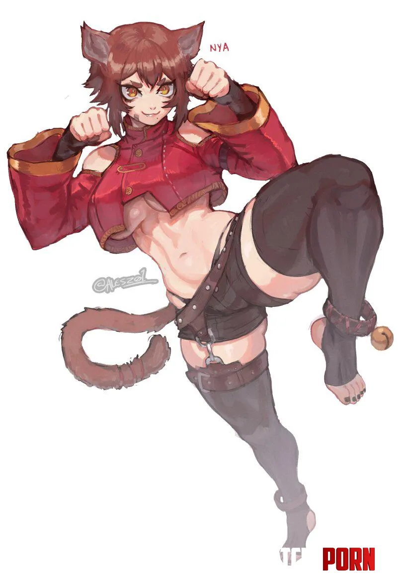 Warrior Catgirl on the Prowl by NautyNautilus