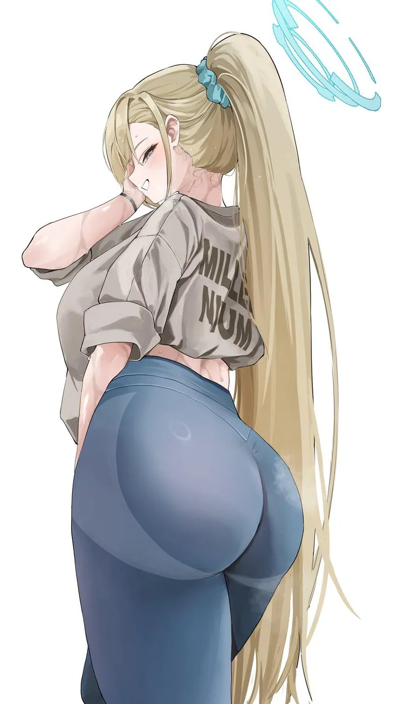 Thumbnail Sweaty Charm: An Insight into Asuna's Yoga Pants Booty from Blue Archive