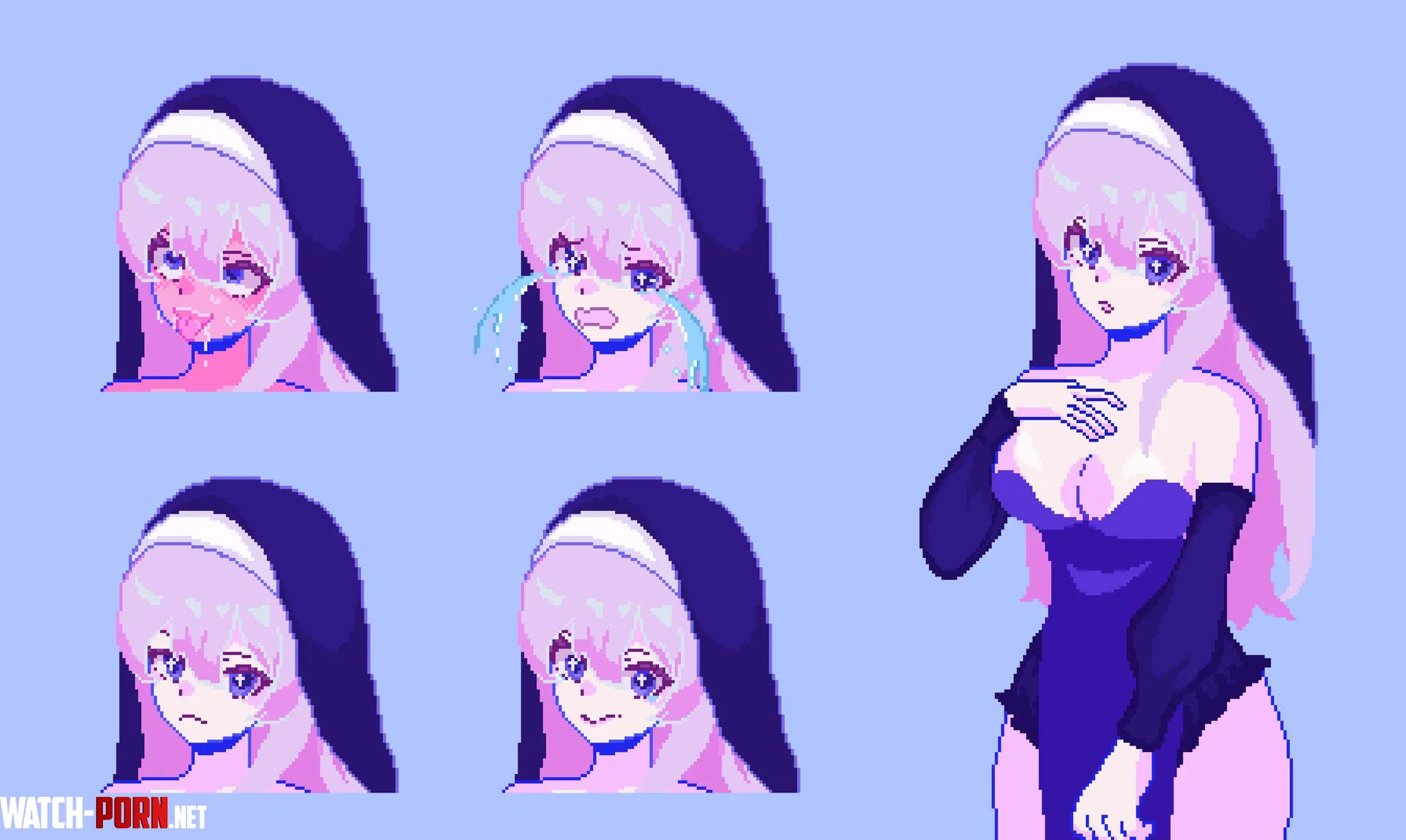 Here is a more flesh out version of the Nun character and her expressions for my H-game ! What do you guys think ? by Weav8r