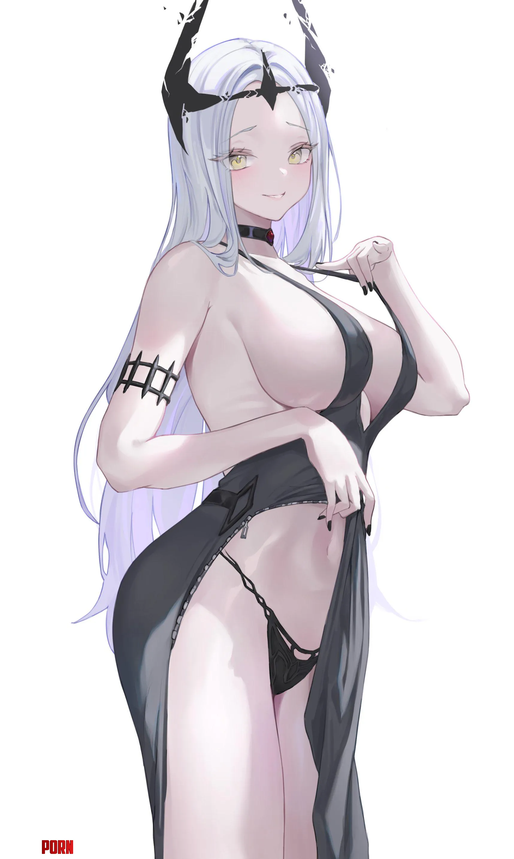 Lifts her black dress ((レンゲ/renge) renge730_jp) [Original] by elegantloveglimmer