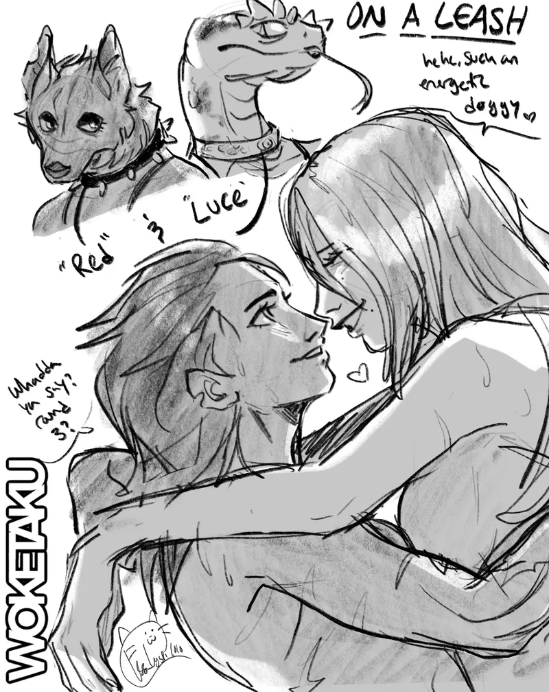 Thumbnail On a Leash Fanart Collection by Woketaku | Unique Yuri Pieces