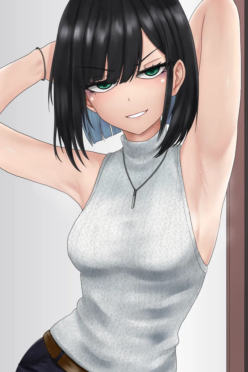 Thumbnail Sweaty Pits Galore: Feisty Girl with Bobcut Stuns | Level-Ad5048