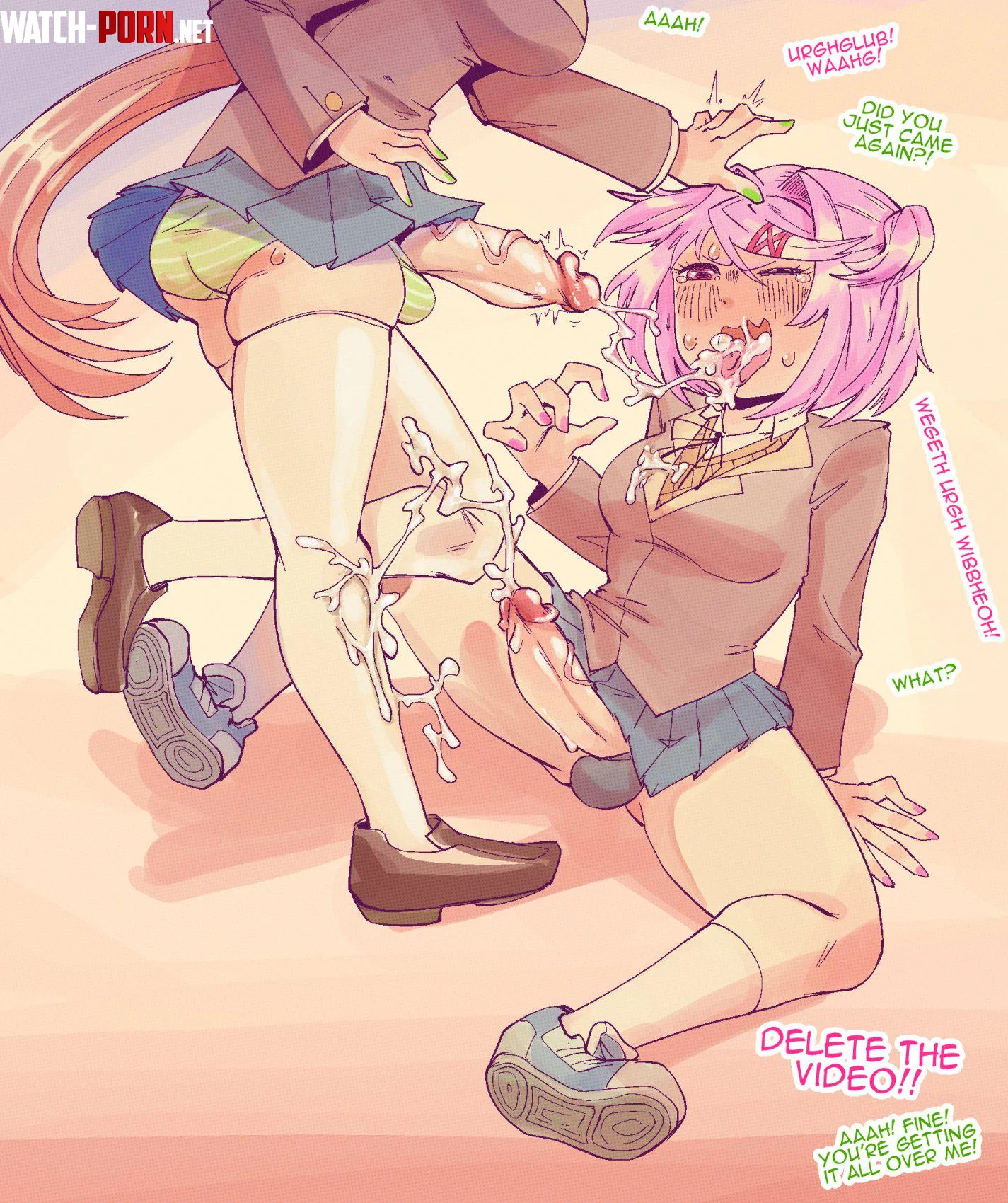 Natsuki blowing Monika and Cumming. Artist (box_chan_) by cyborgkid34