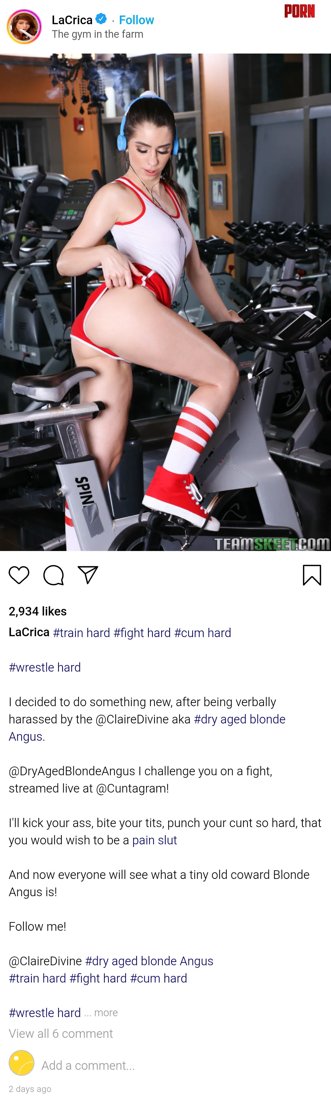(cuntagram) - @la_crica - Train hard, fight hard, cum hard. by Alakabazan