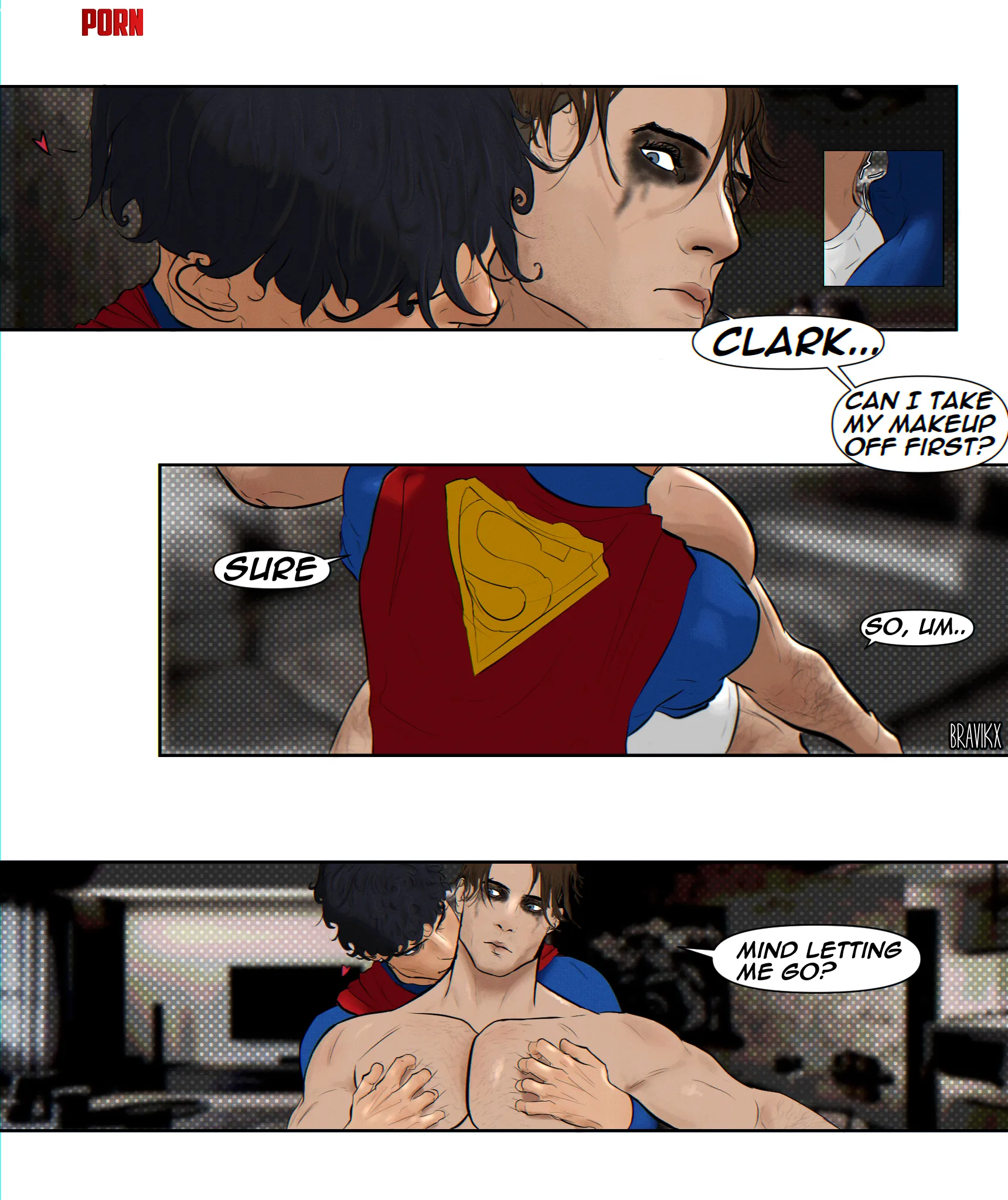 Bruce can’t escape him. Clark’s always pressing closer, lips stealing his breath, hands roaming where they shouldn’t. He pretends to be annoyed, but the heat in his body betrays him. He craves it, craves him, more than he’ll ever admit (bravikx on x) by MotherLayer608