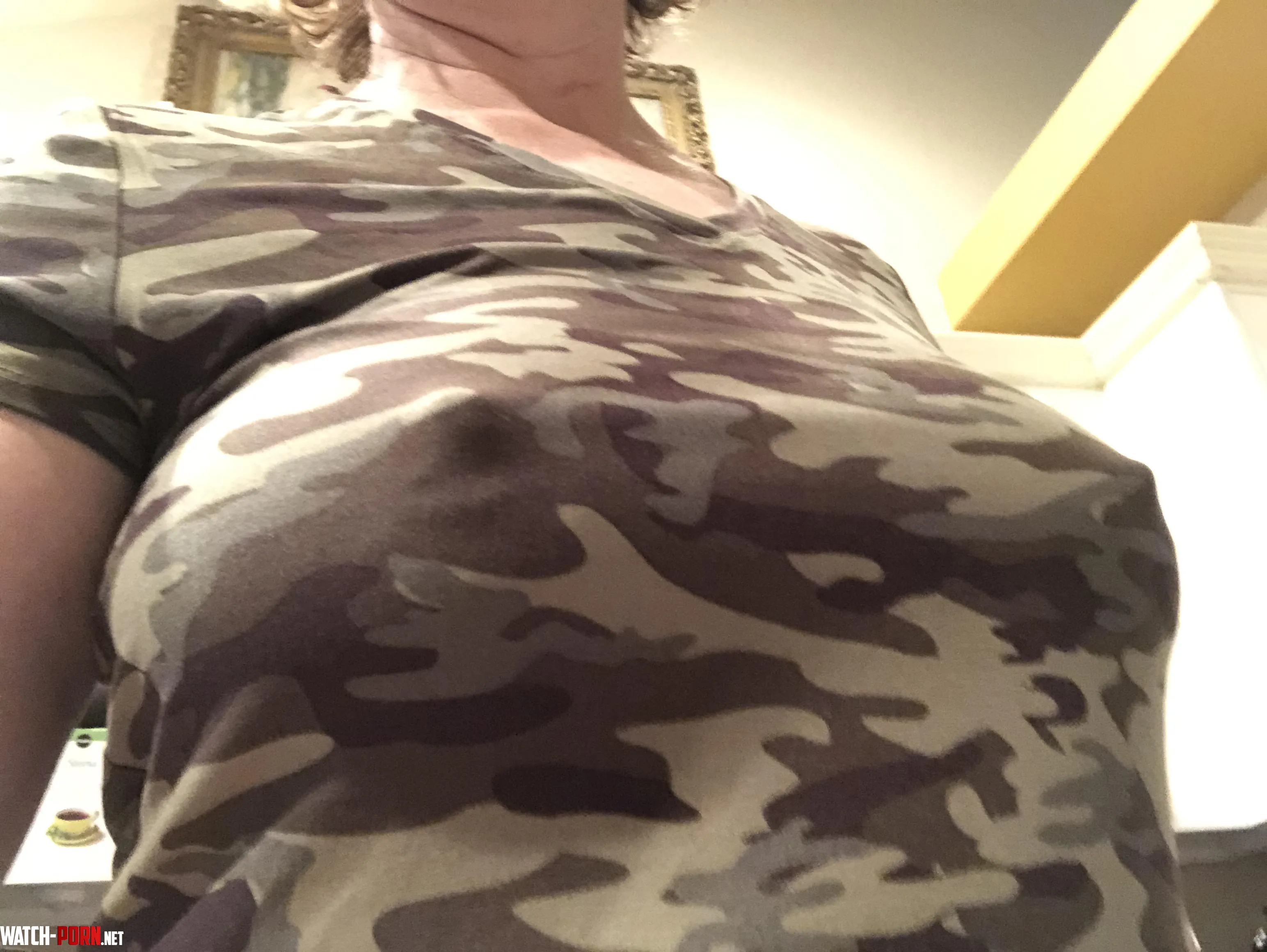 Camouflage can't conceal that she is braless by Frisky_Vanilla