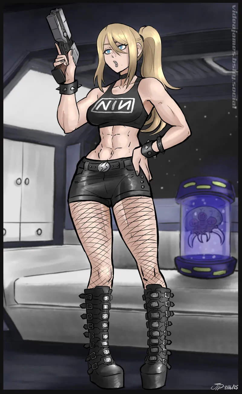 Thumbnail Goth Samus Illustration [@Videajames] - FitDrawnGirls World