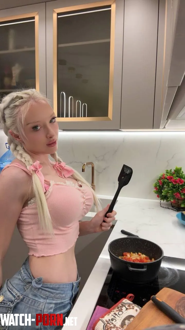 Wearing my favorite crop top while cooking. by GoldenRosie30