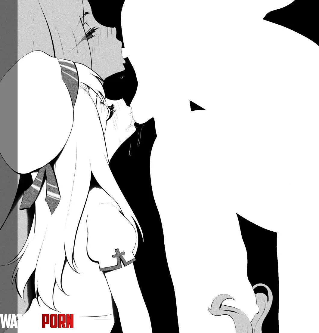 LF mono source: Fate, Illyasviel (school uniform), Irisviel, silhouette, rimjob, ball sucking, 2girl, hat, blushing, saliva, censored, full censorship. by Deflixirvvv