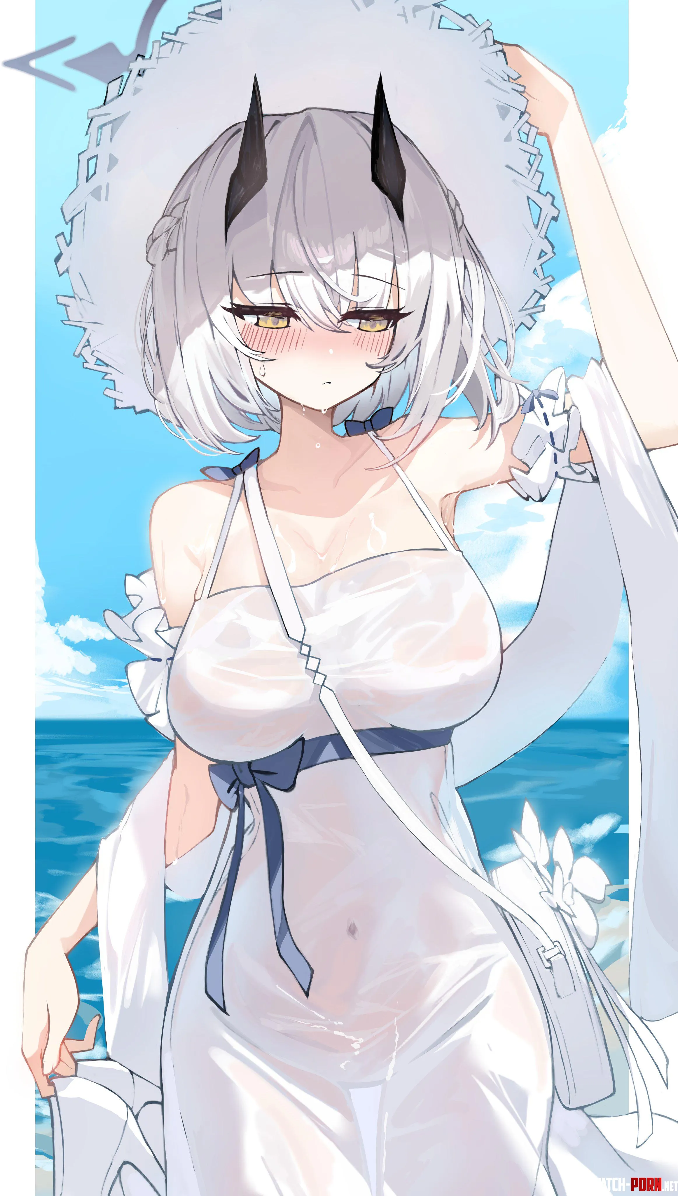 Sena got wet at the beach [Blue Archive] by marxsander2016