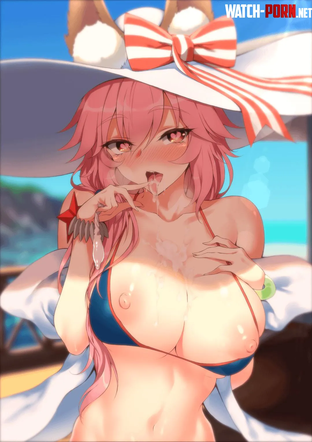 Warm cum dribbling down her breasts by StalkingMrvalimar