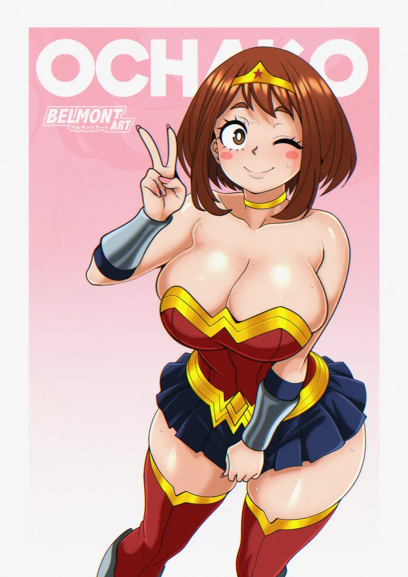 Thumbnail Ochako Uraraka Transforms into Wonder Woman in BigAnimeTiddies Fantasy by LafterMastr