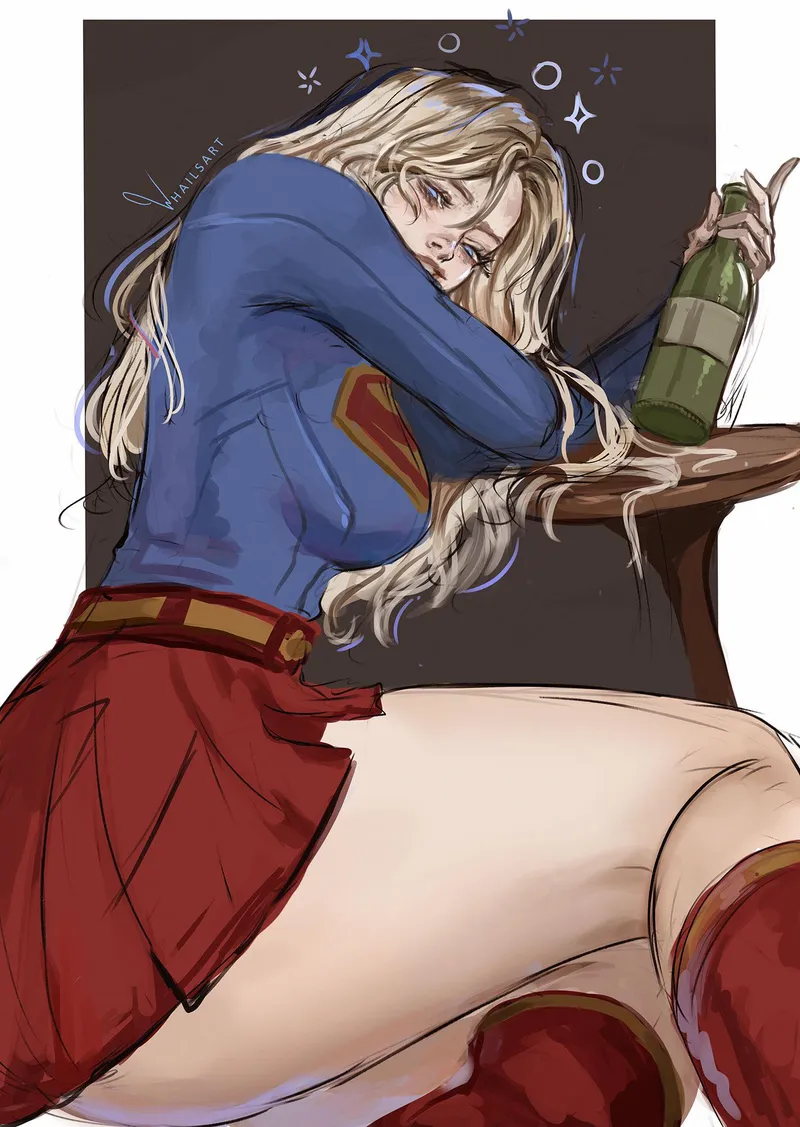 Thumbnail Intoxicated Heroine: Drunk Supergirl's Thighdeology by Silent_Steak_9540