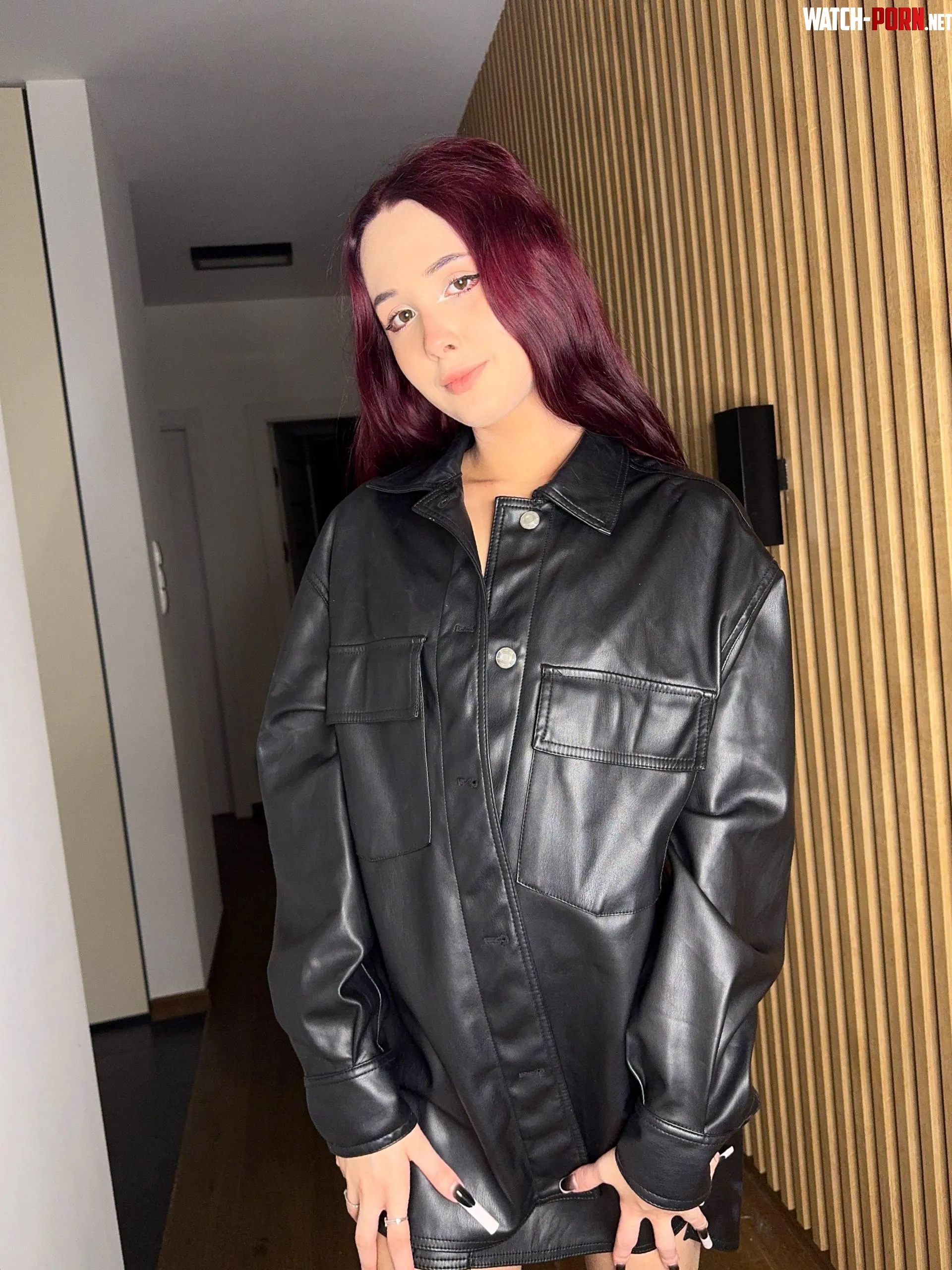 Do you like black leather jacket? by babyhotsweet