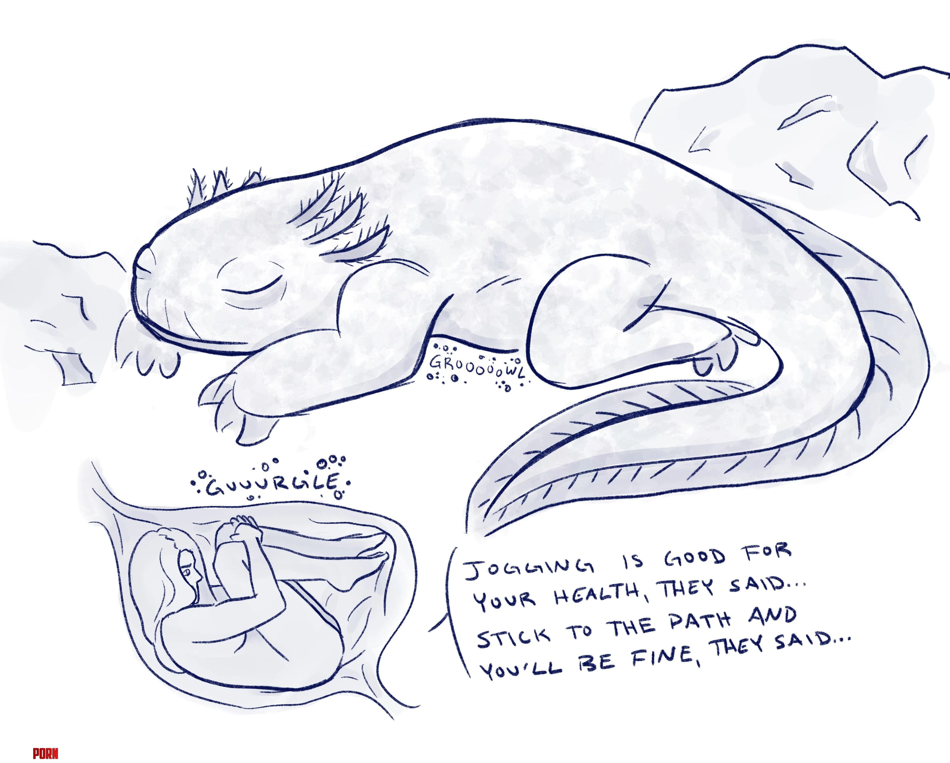 {image} PSA: don’t stray off the beaten path (OC) (monster pred/female prey) by LosersForBreakfast