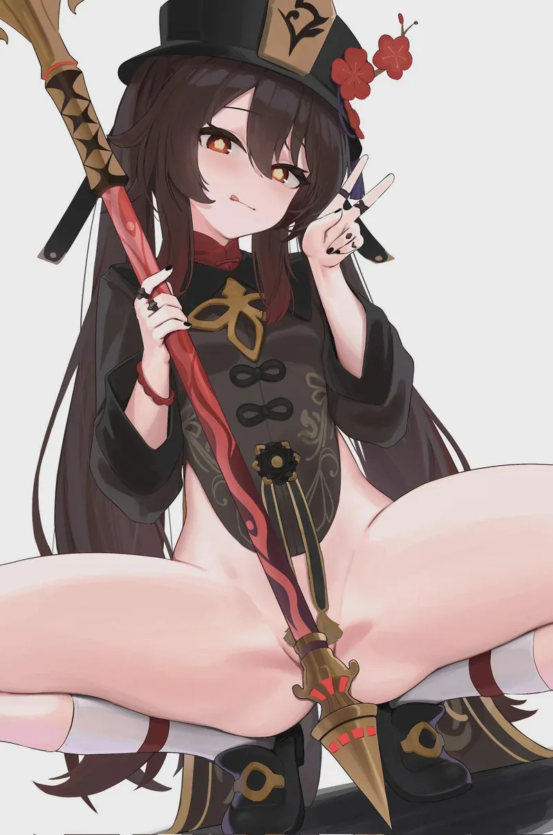 Thumbnail NotSuitedForWoona Portrays Hu Tao from Genshin Impact in Ecchi Style