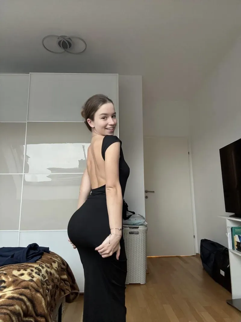Thumbnail Flaunting My Perfect Butt in a Black Dress