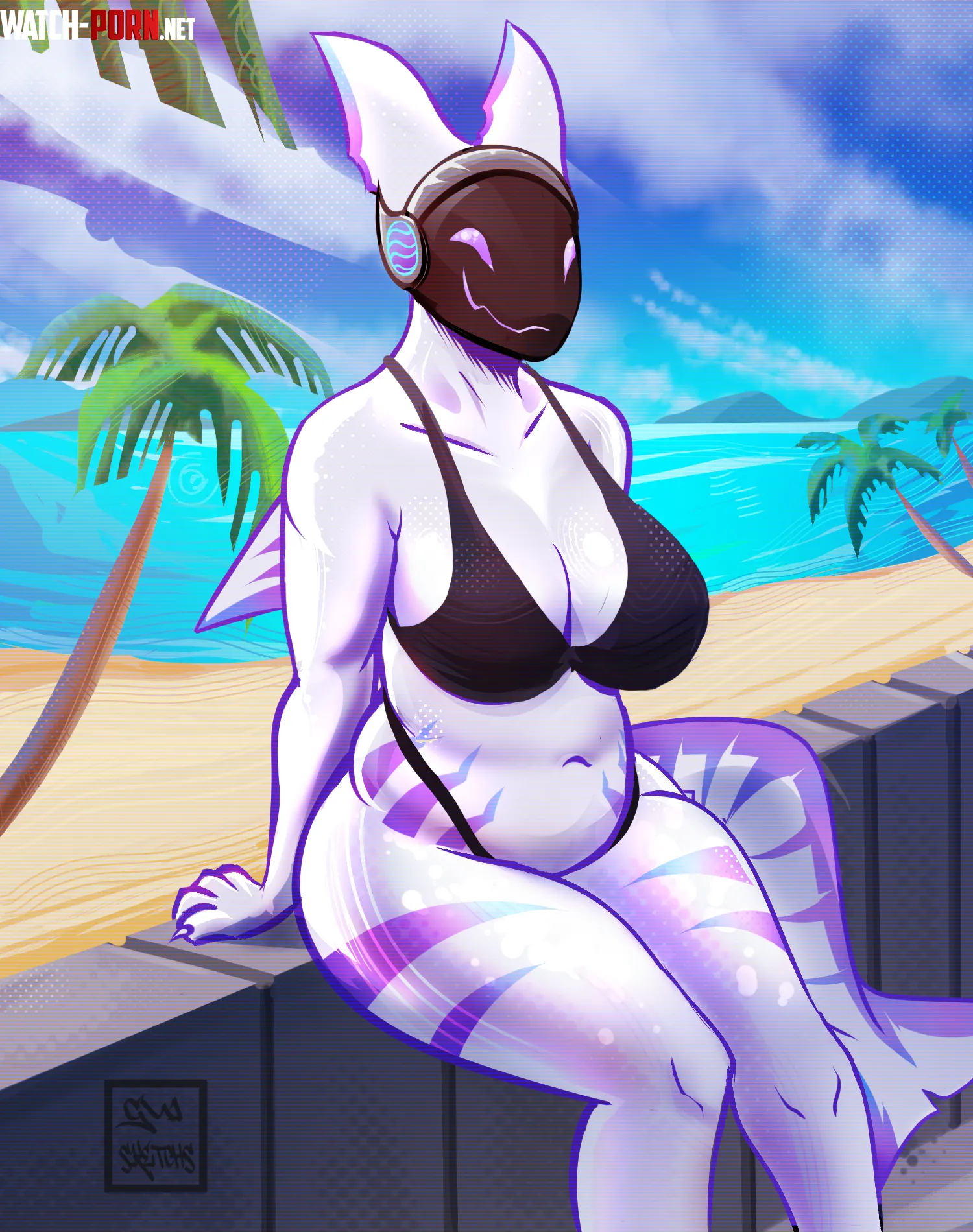 Suns out,paws out 🐾⛱️ (YCH) by me gui_sketchs [Q] by gui_sketchs