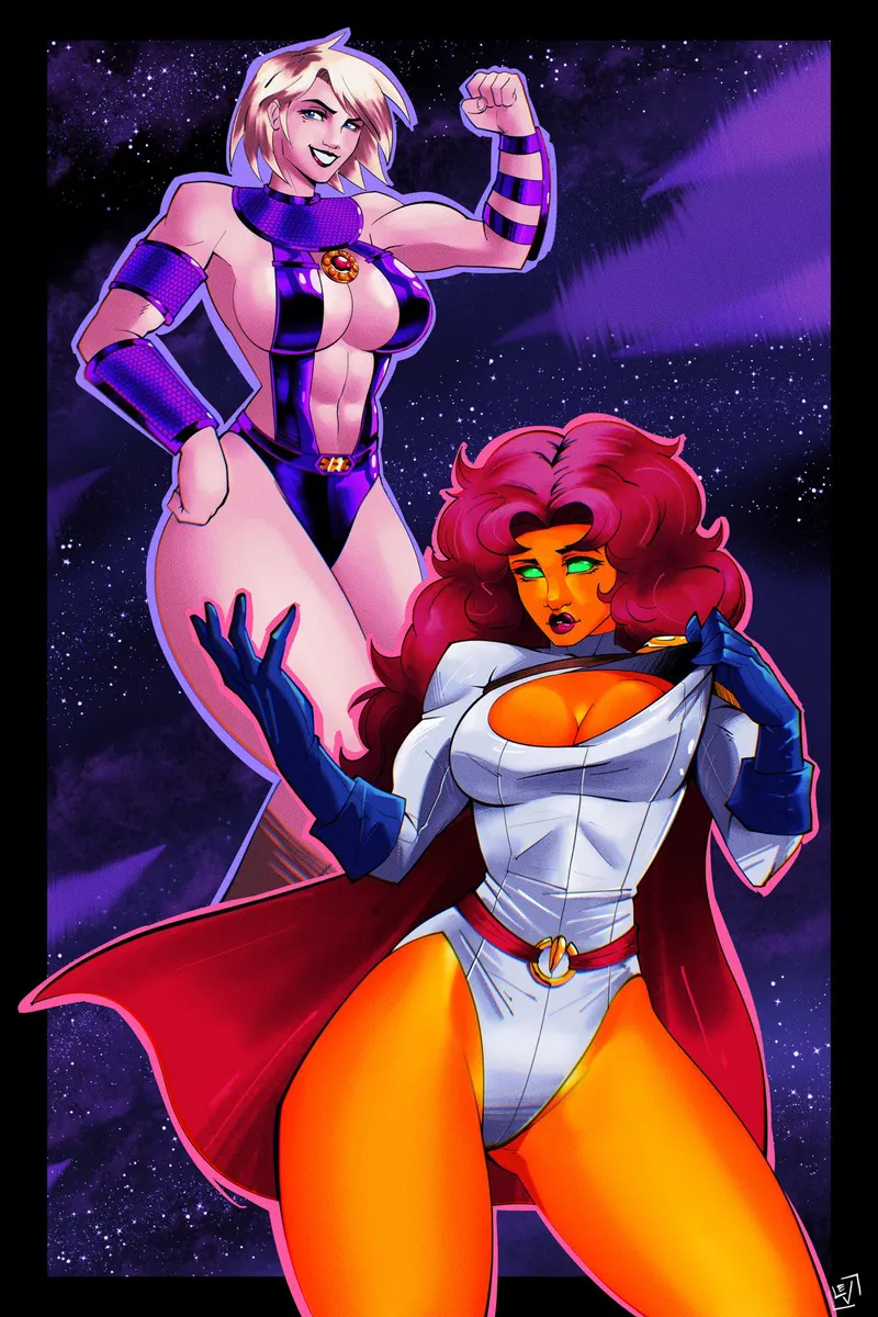Thumbnail Starfire and Power Girl's Outfit Swap: A Fitdrawngirls Innovation by TheTMoneyMan
