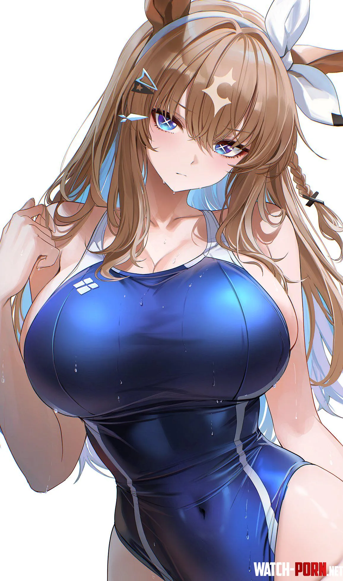 Almond Eye in blue swimsuit (Re0n) [Umamusume] by elegantloveglimmer