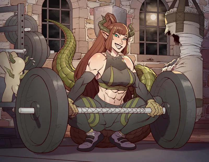 Thumbnail Gym Dragon Art by TheTMoneyMan in the FitDrawnGirls Category