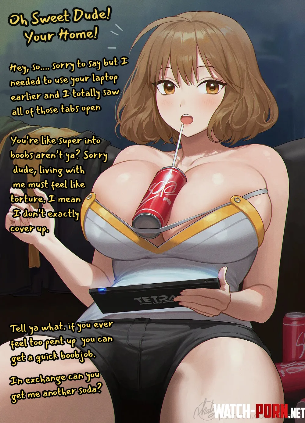 Your Roommate Sees Your Search History [Tomboy] [Lazy] [Roommates to lovers] [Huge Boobs] [Casual Boobjob] art by Naz_Nhaliz by RatGates