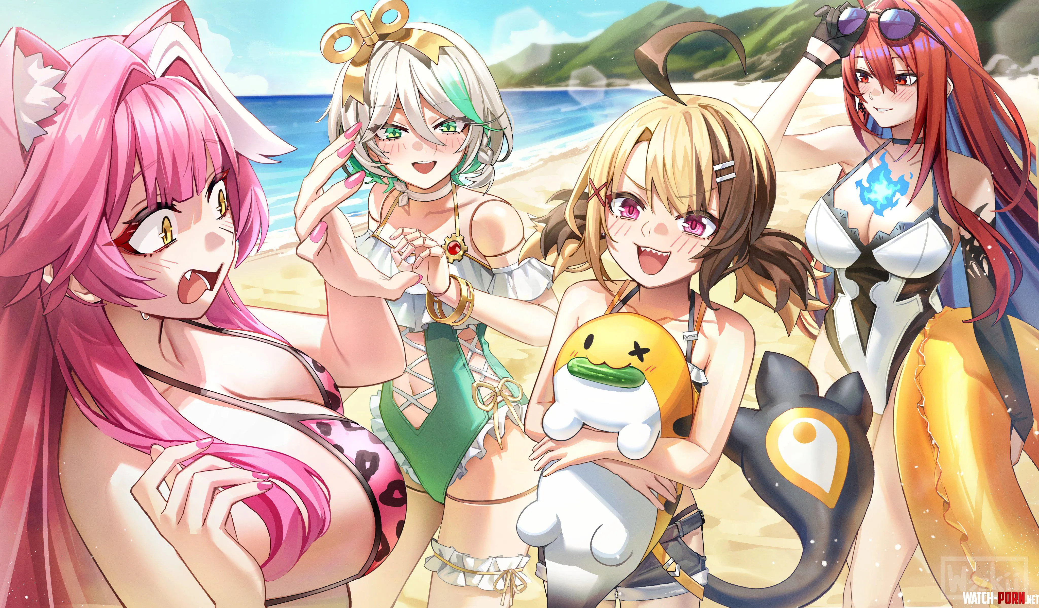 Justice at the beach [hololive] (whiskii) by Sakurabestshoto