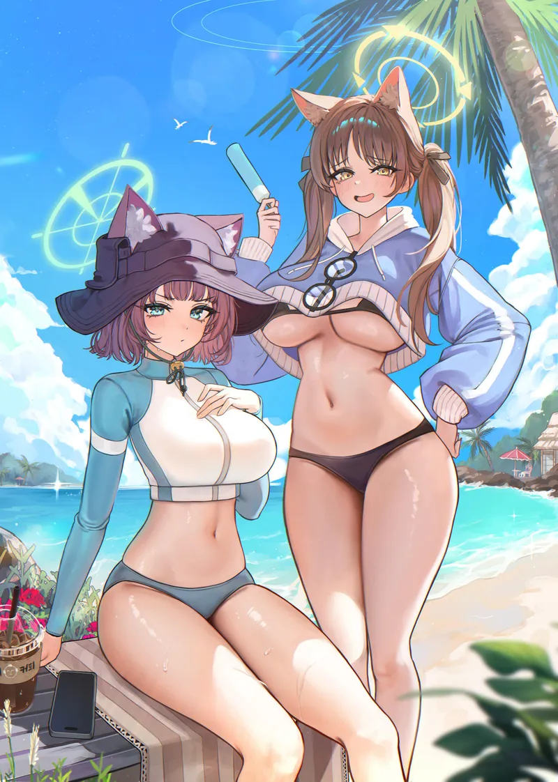 Thumbnail Neko Saki and Moe: Playful Moments in Blue Archive | Author: A_MASSIVE_PERVERT | Category: pantsu
