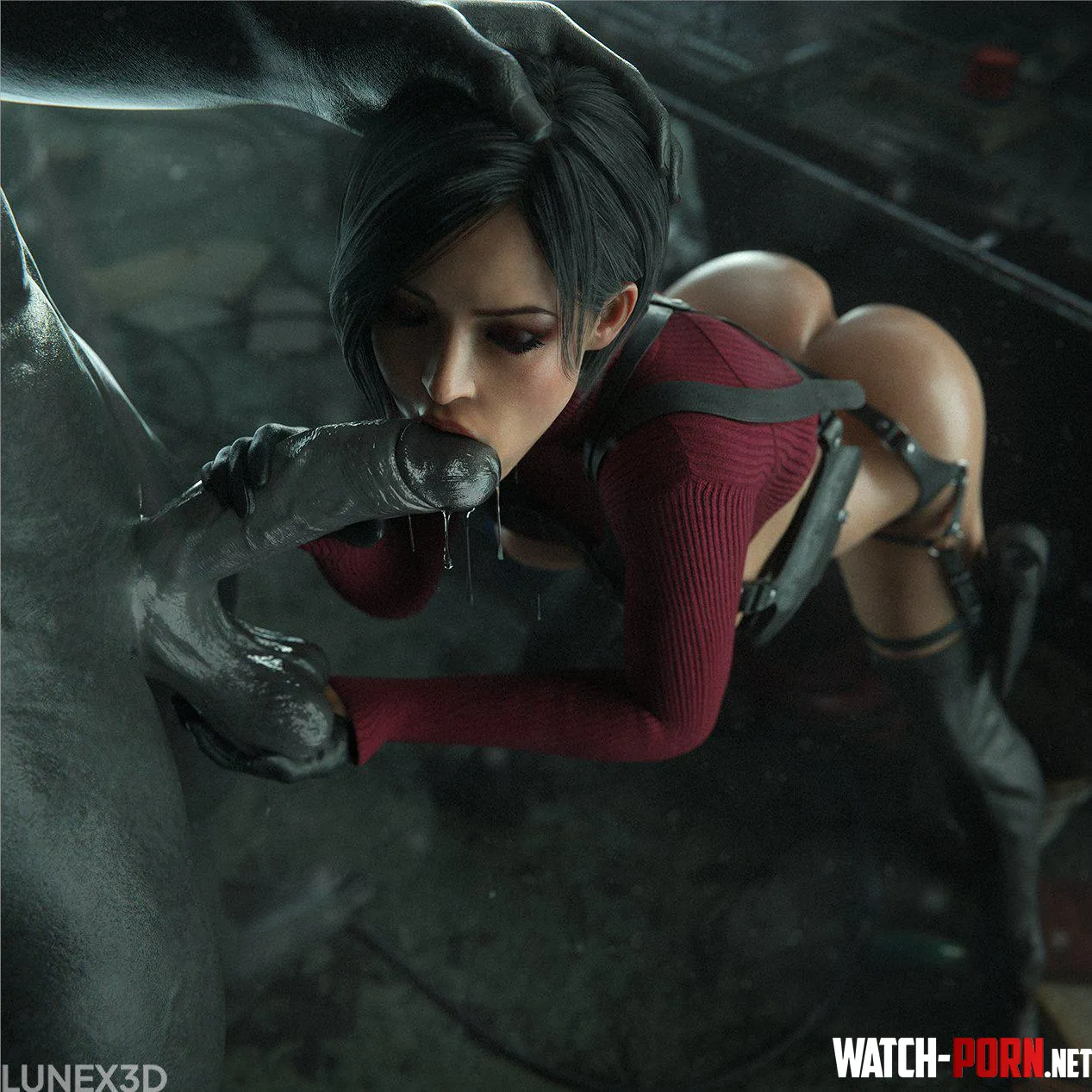 Ada giving Mr. X some sloppy toppy (LuneX3D) [Resident Evil] by EroMestre