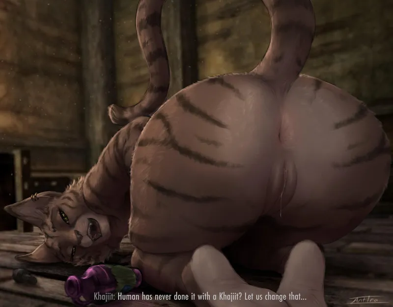 Thumbnail Drunk & horny Khajiit [F] (Antira) by 5headedragon
