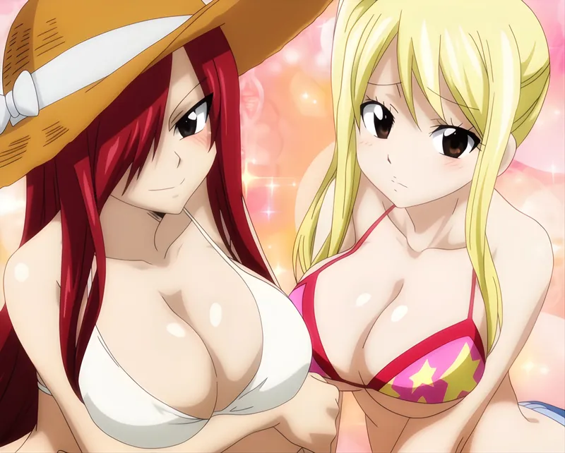 Thumbnail Erza and Lucy sexy bikinis [Fairy Tail] by ElsasXd
