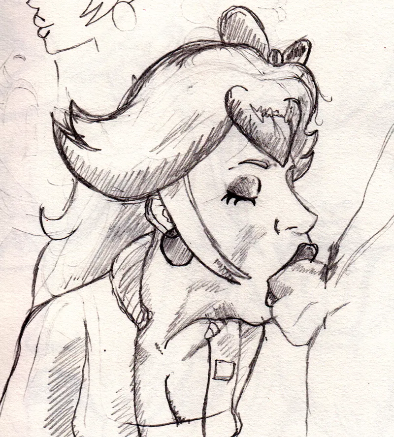 Thumbnail Friendly-Funny1497: Princess Peach Blowjob Sketch - Original Artwork
