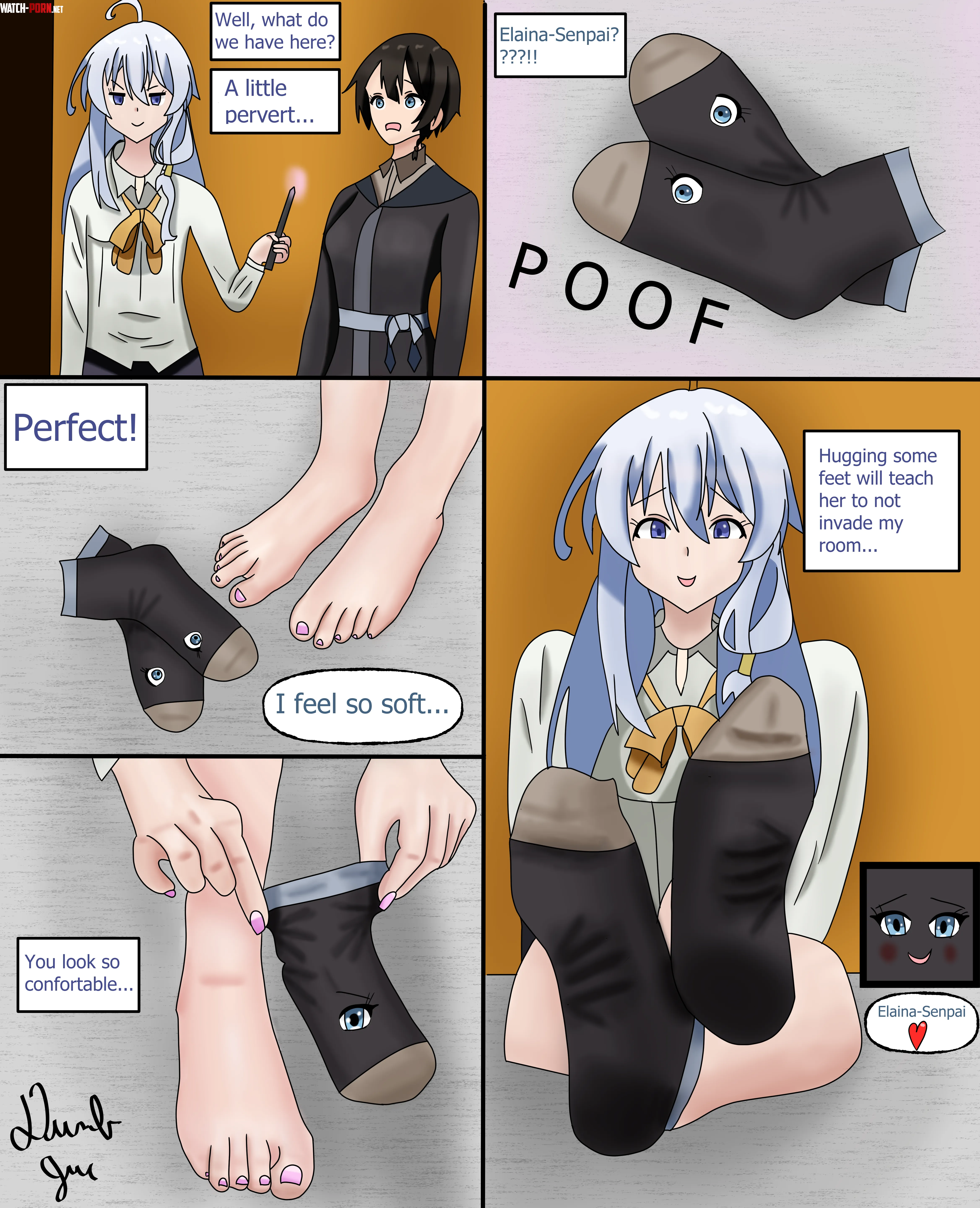 Turning into socks for Elaina-Senpai by Me by DumbJuc