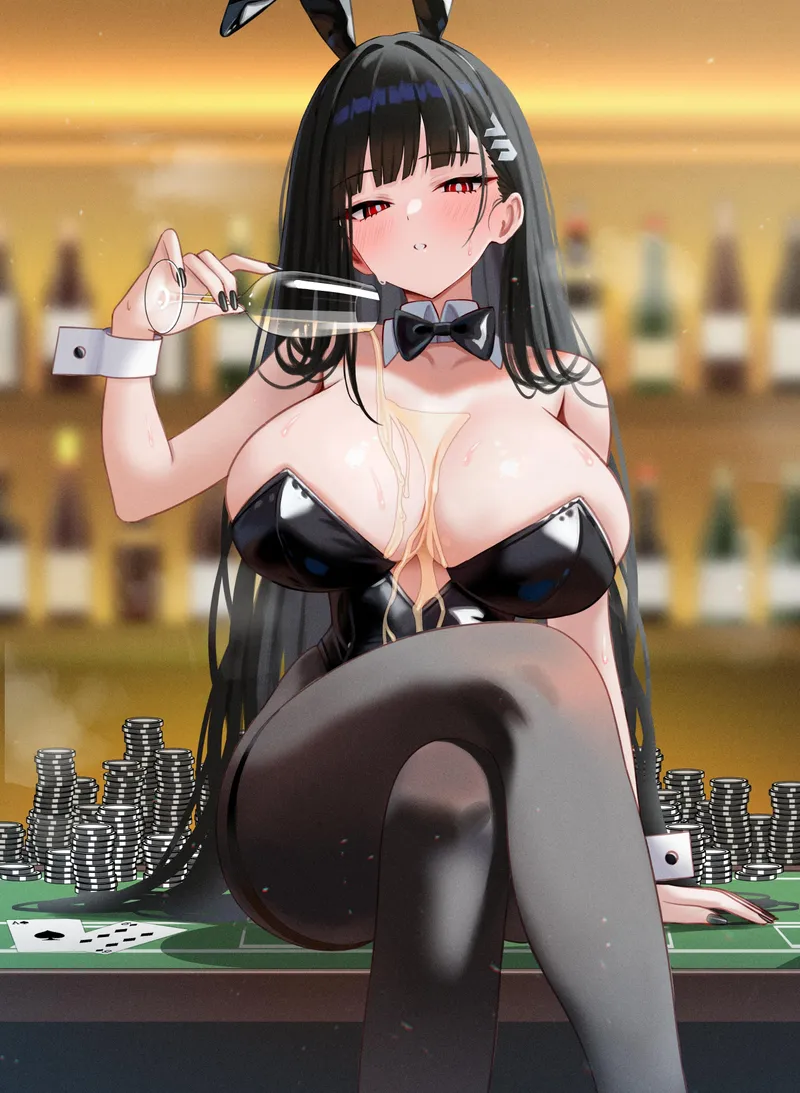 Thumbnail Bunny Rio pouring champagne on herself (Mizikayo) [Blue Archive] by llamanatee