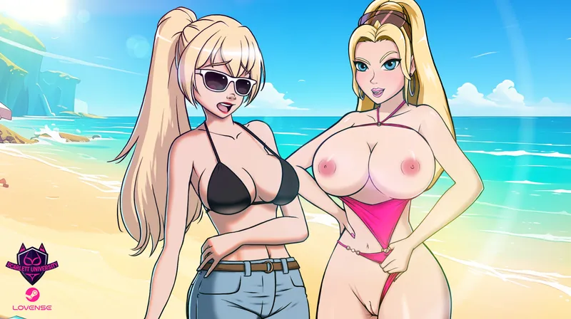 Thumbnail Beach Date with the Girls! [Scarlett University] | Dive into OppaiLove with BimboByte