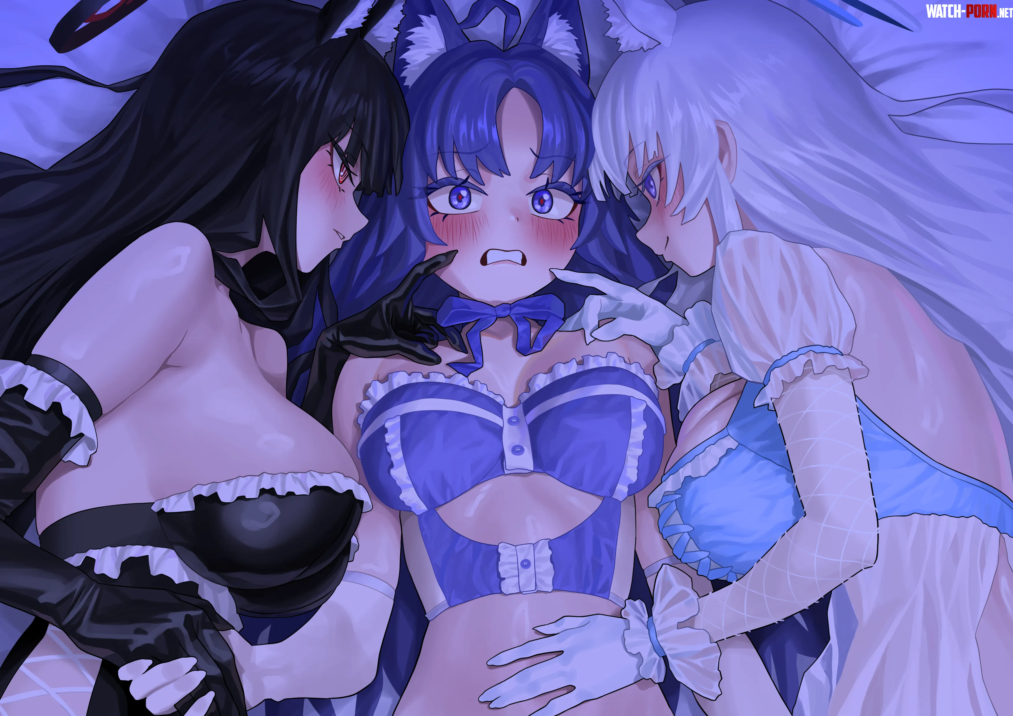 Catgirls Rio, Yuuka and Noa (okokorika) [Blue Archive] by llamanatee