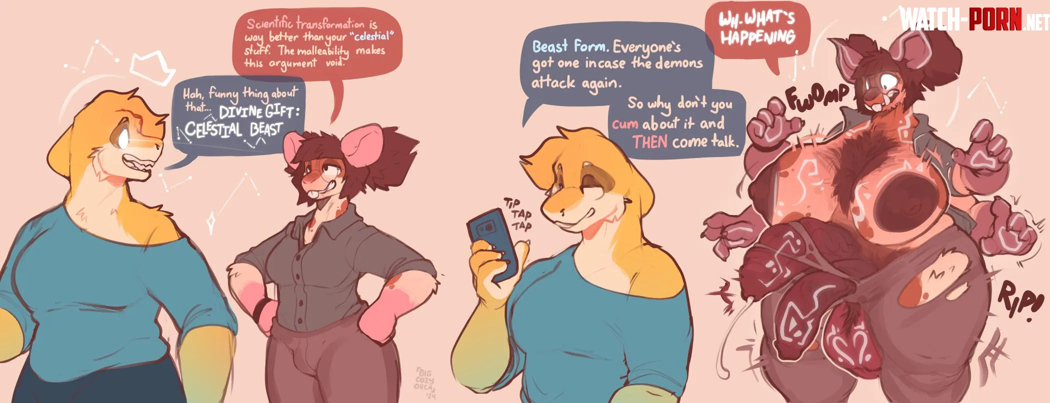 Beast Form (bigcozyorca) (furry trans women -> hyper double dicked furry trans women) by loved_and_held