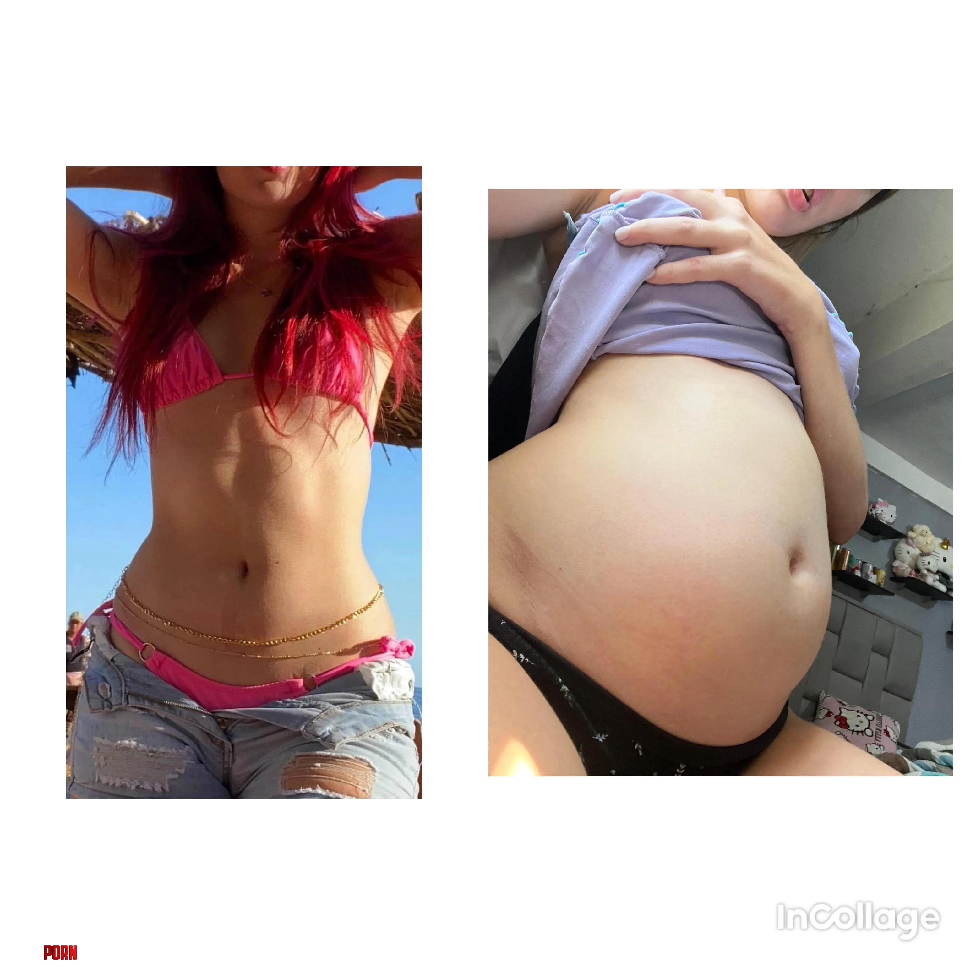Wow wow how beautiful before and after 😍❤️ every day bigger and more aligned what do you think? 😊😊😍 do you like my belly a lot? ❤️ by Odd_Piglet7905