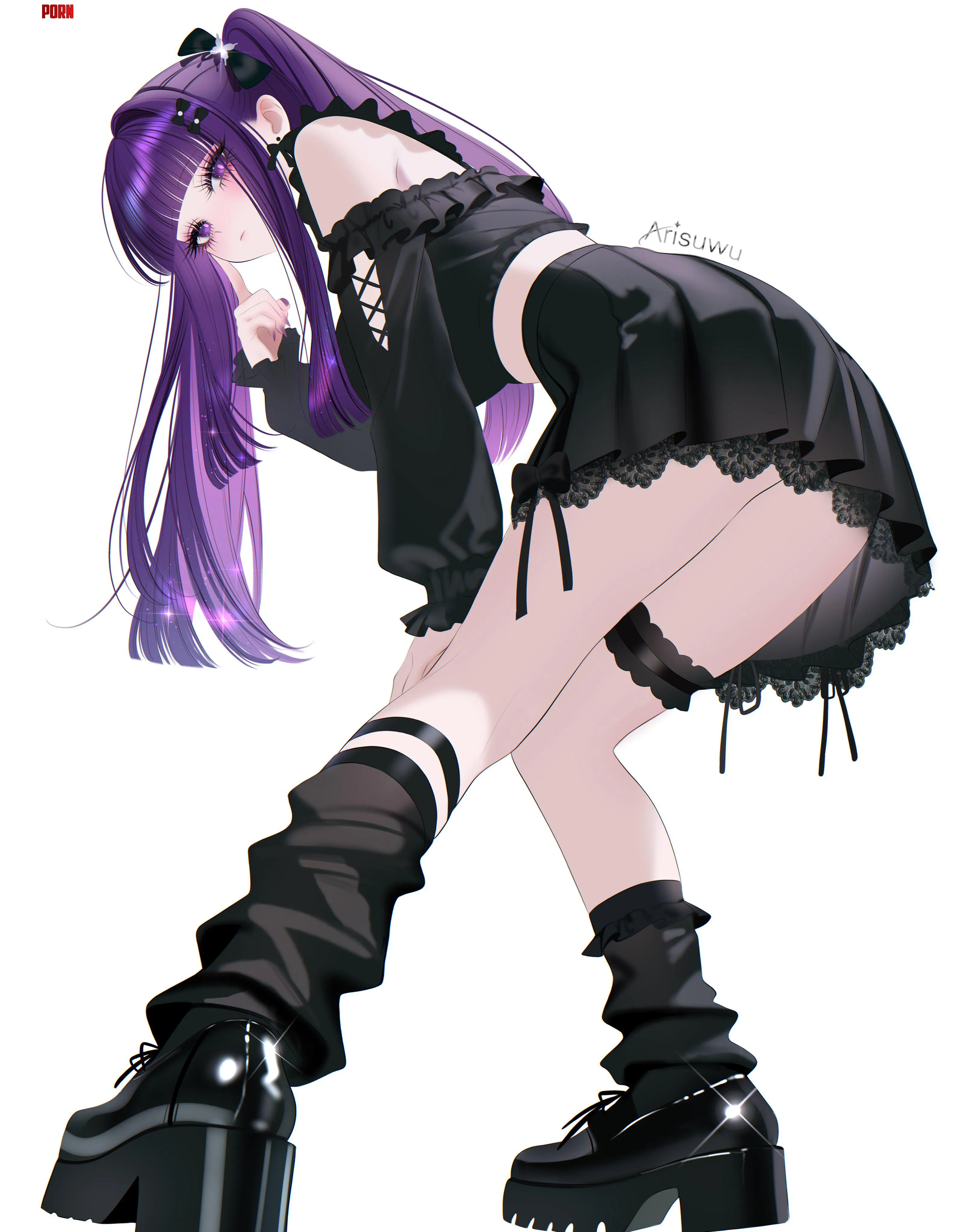 Fern in off-shoulder shirt and pleated skirt (Arisuwu) by elegantloveglimmer