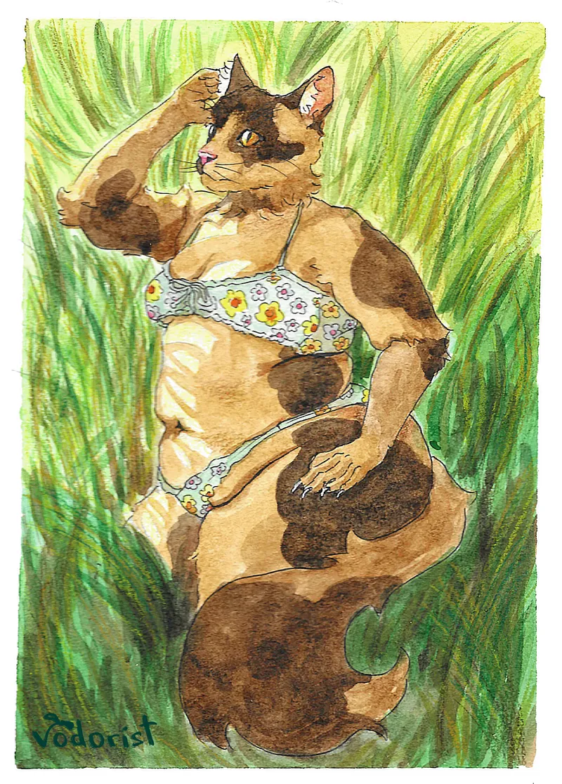 Thumbnail Adorable Watercolor Kitty Art by Original_Flatworm143 | Furry Category
