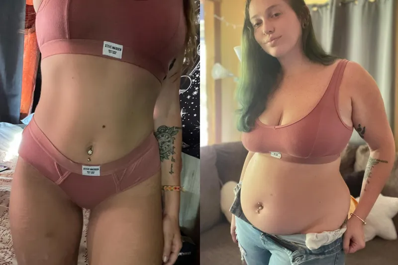 Thumbnail a little same clothes before and after hehe. these melons wont fit in here for much longer 😛 by bellissimobelly