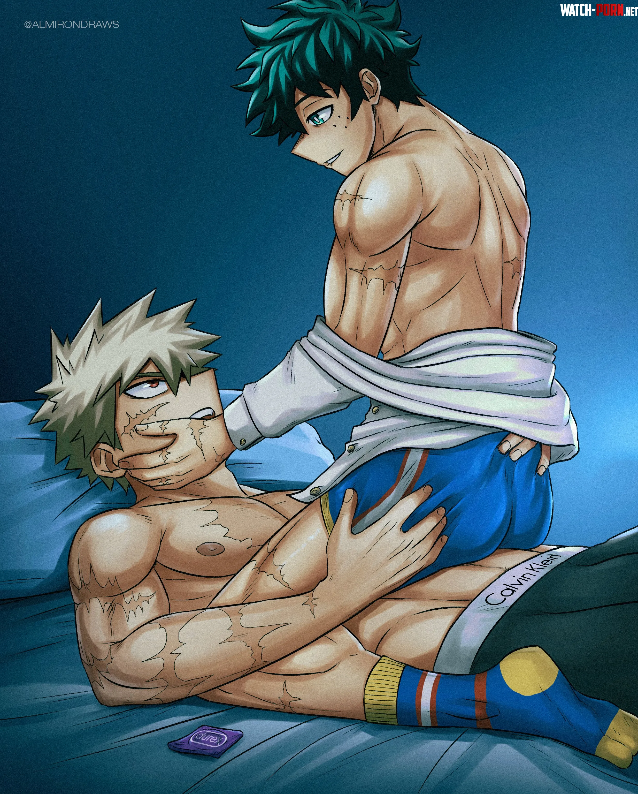 Deku and Bakugou about to take it off (Almirondraws) by EternalSnow05